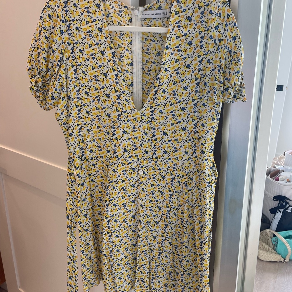 FAITHFULL THE BRAND yellow and Blue Floral Dress